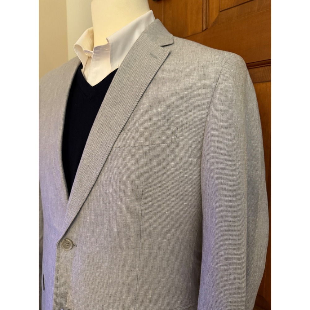 Banana Republic Tailored Fit Linen Cotton Sport Coat Mens 42R Gray Blazer Jacket